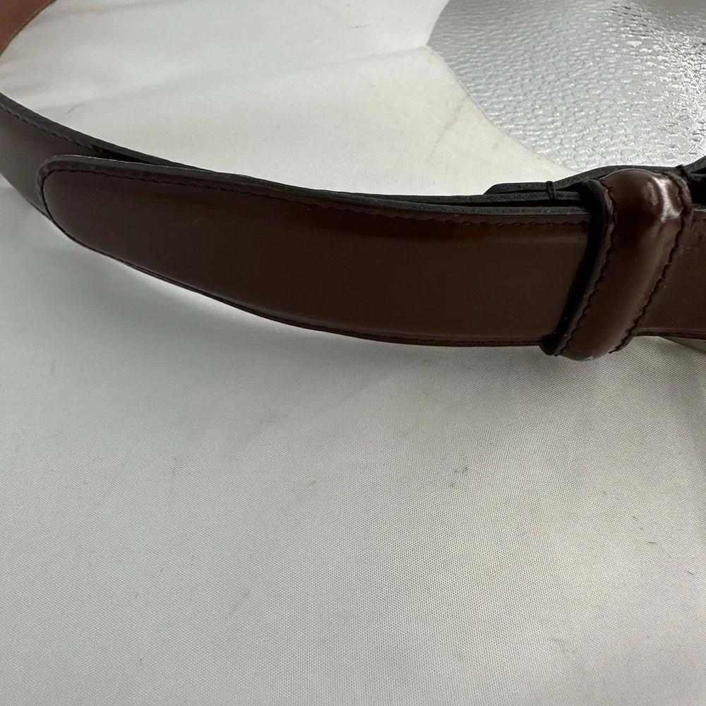 Coach Leather Belt Brown Silver Buckle Quiet Luxury Casual 32